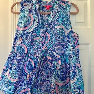 Lilly Pulitzer Blue and Pink Patterned Blouse